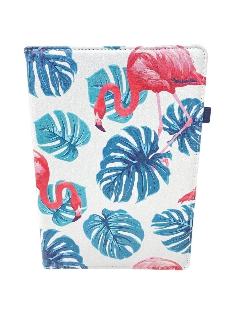 Flamingo Monstera Leaves Tablet Cover, Fits 10.2” Screen, Rotates Stands Up